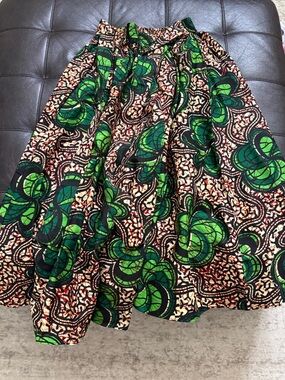 Green Patterned A-Line Women's Skirt